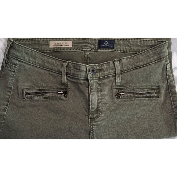 EUC AG Adriano Goldschmied The Moto Legging in Olive Green/Size 28 - Picture 3 of 7
